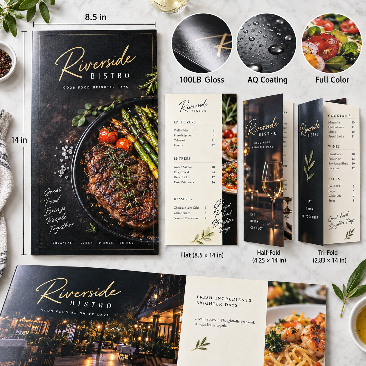8.5x14 Restaurant Menus sizes and specifications